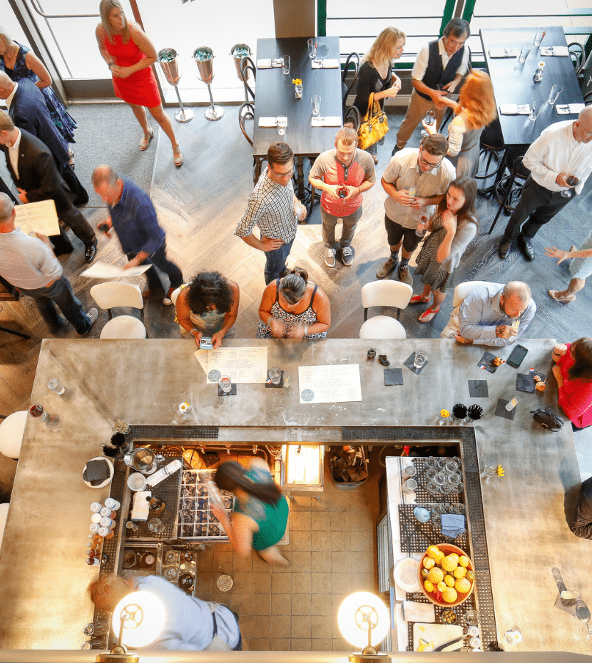 Overhead shot of the bar inside French 75.